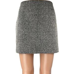 H&M Women's Black White Tweed High Waisted Zipper Mini Straight Pencil Skirt 2